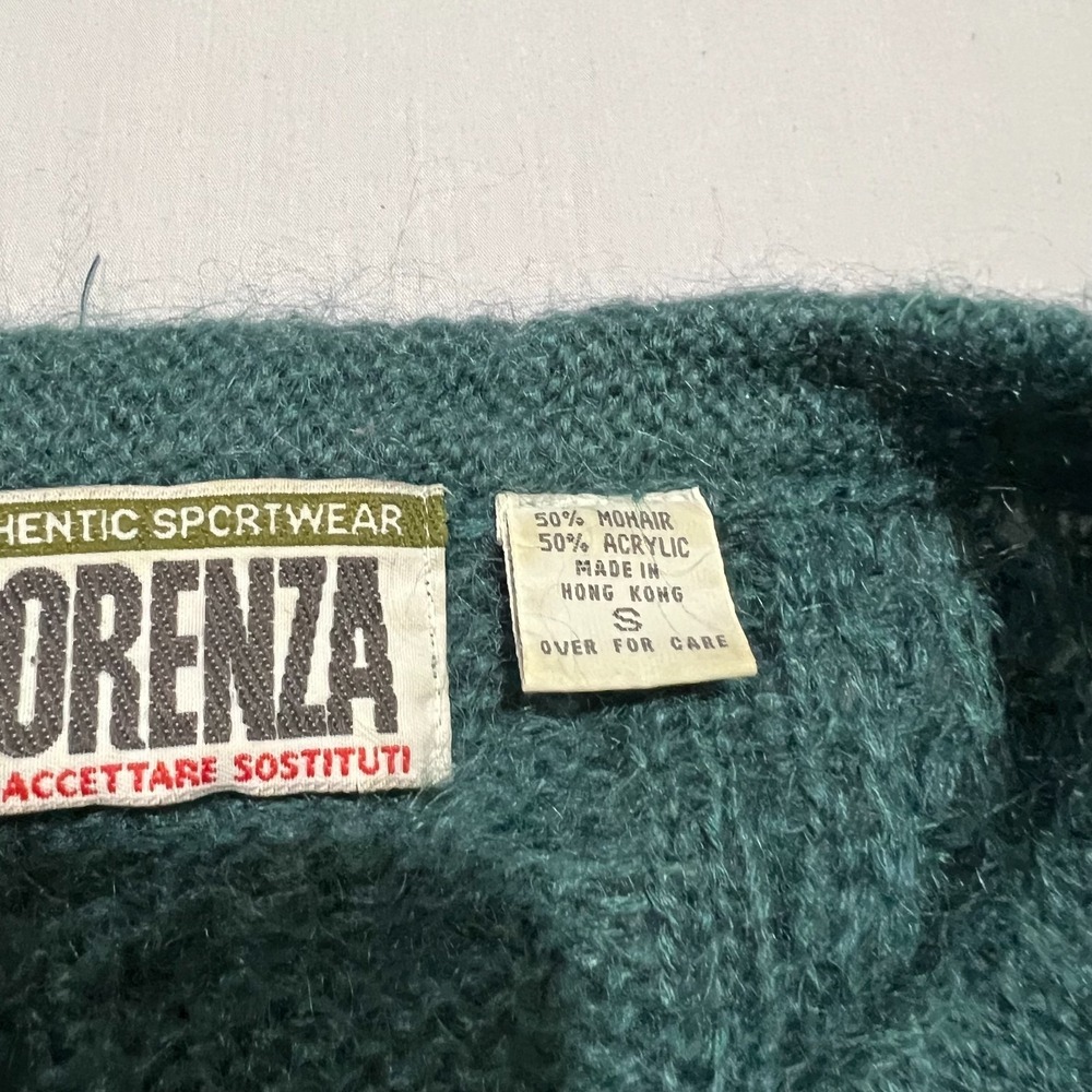 Forenza Womens Forest Green Cable Knit Button Chunky Mohair Cardigan Sweater S - Picture 5 of 6